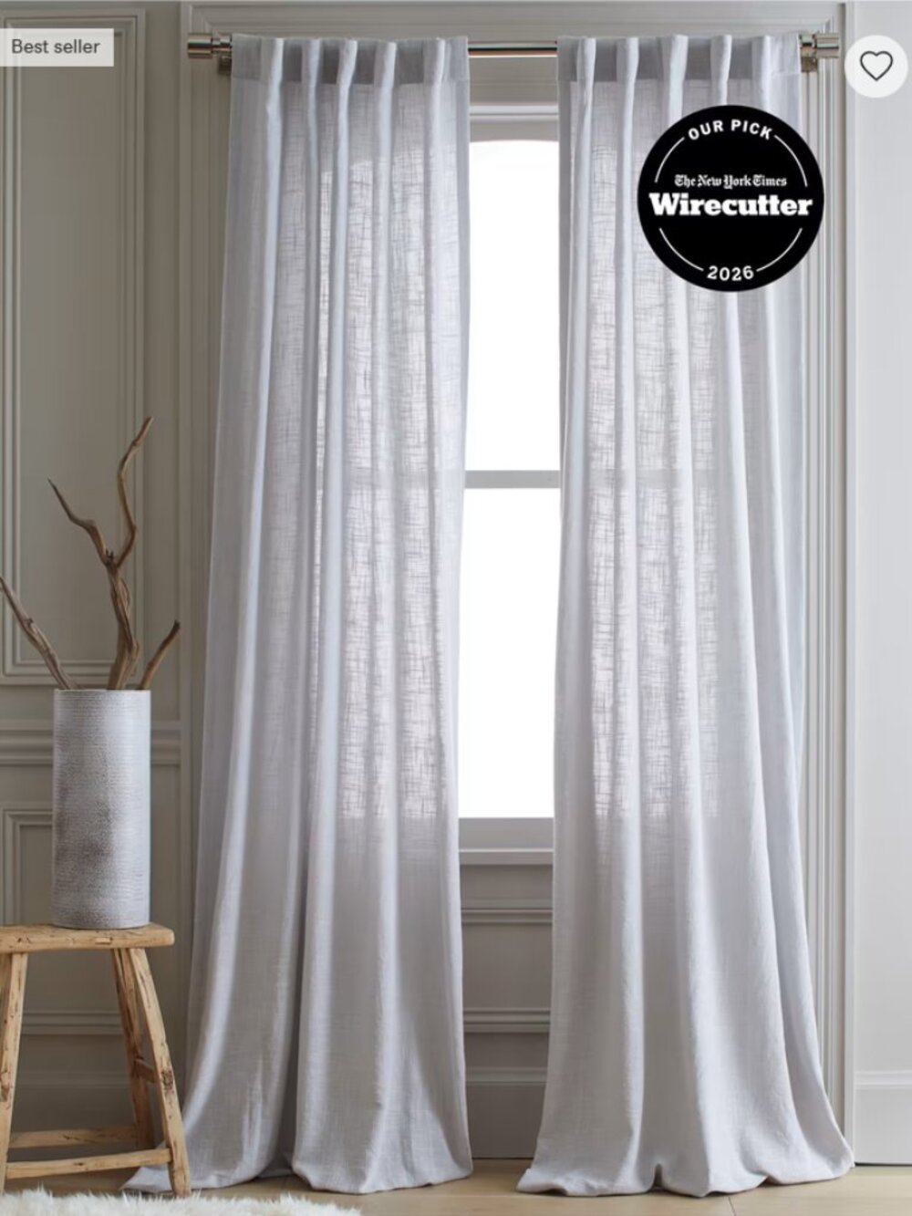 Cotton Sheer Curtain Set (Set of 2) Quince